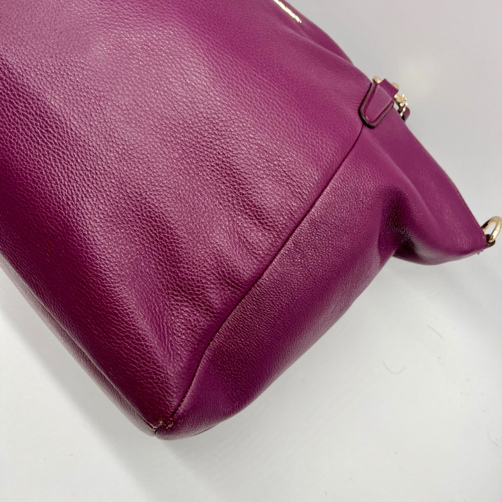 Coach Deep Plum Pebbled Leather Shoulder Bag