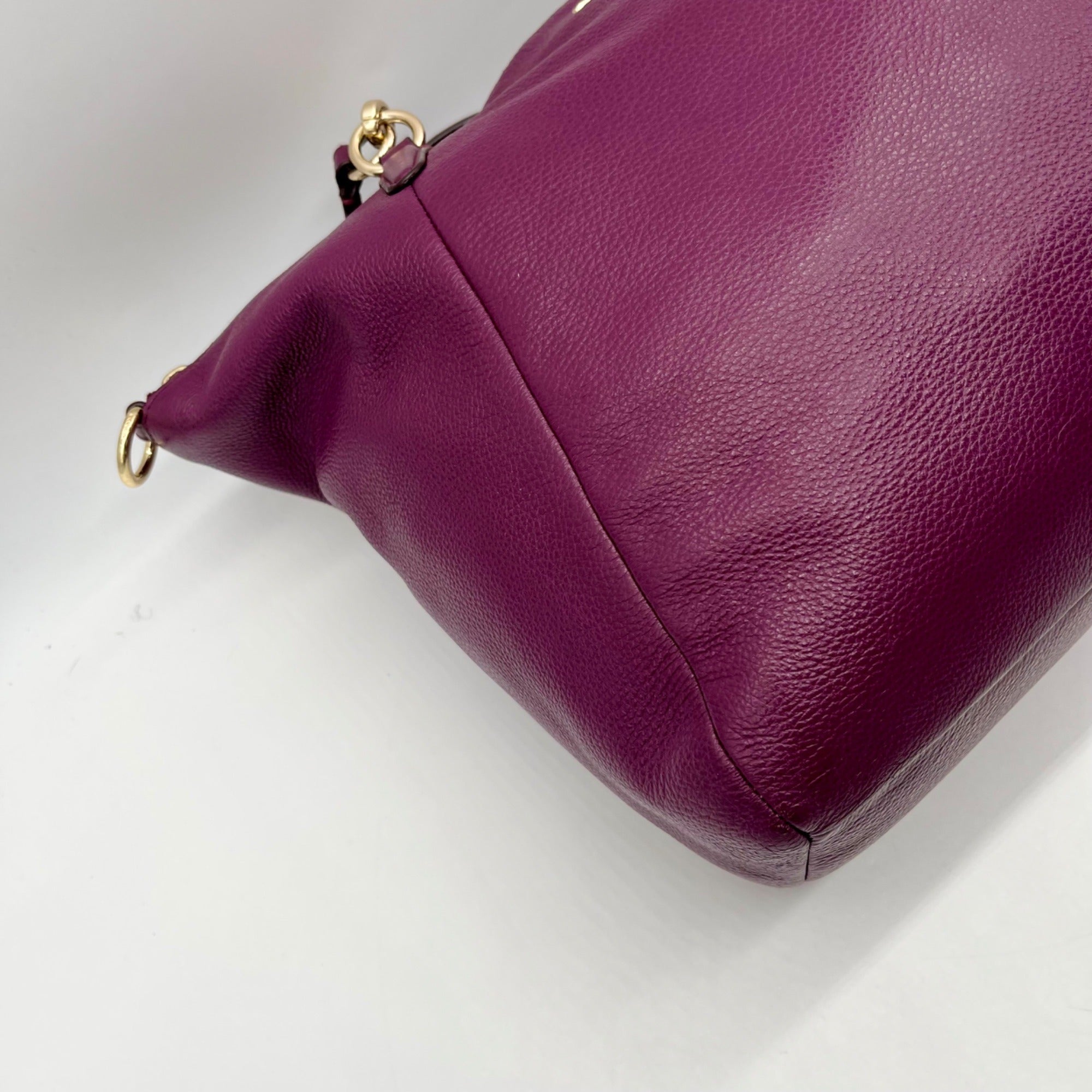 Coach Deep Plum Pebbled Leather Shoulder Bag