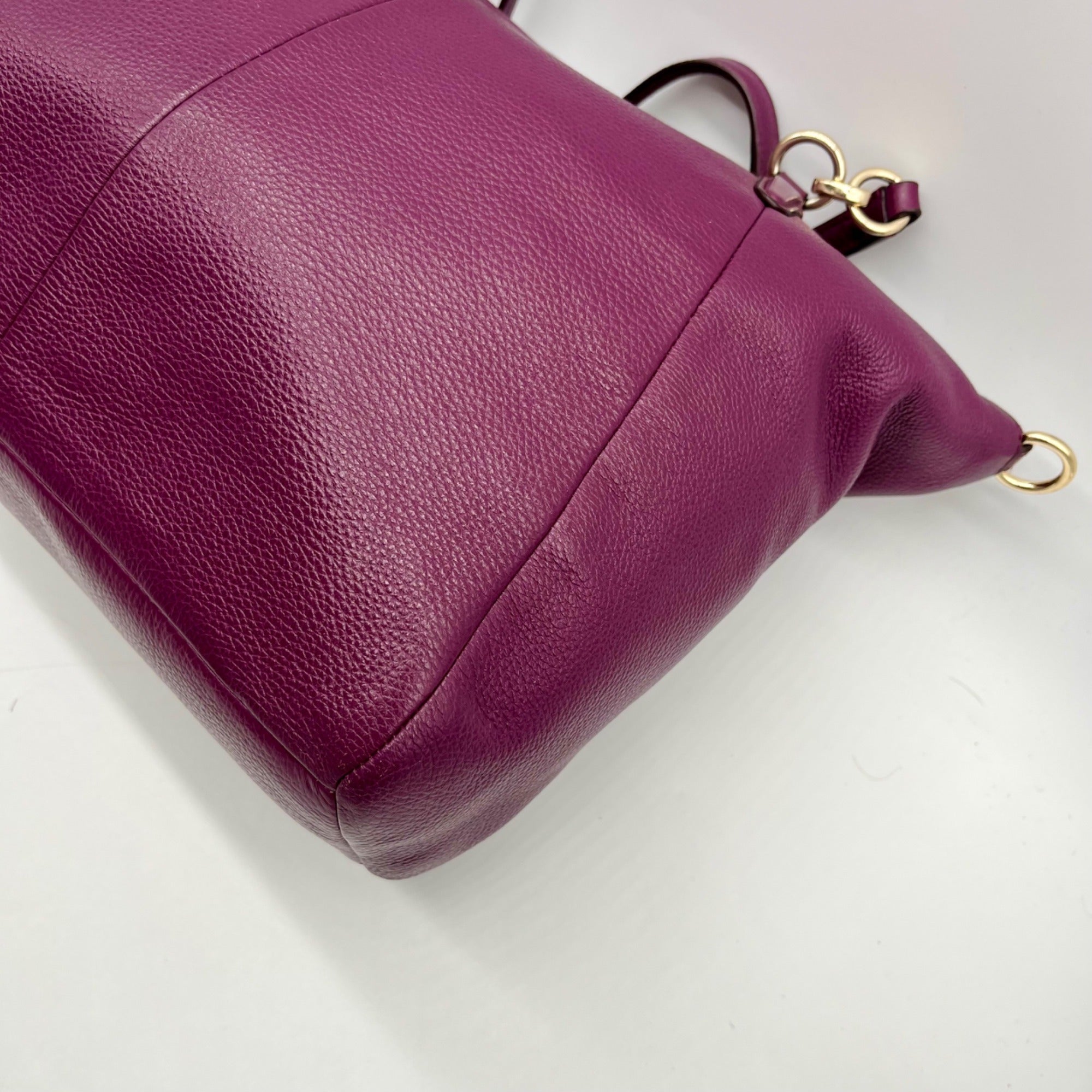 Coach Deep Plum Pebbled Leather Shoulder Bag