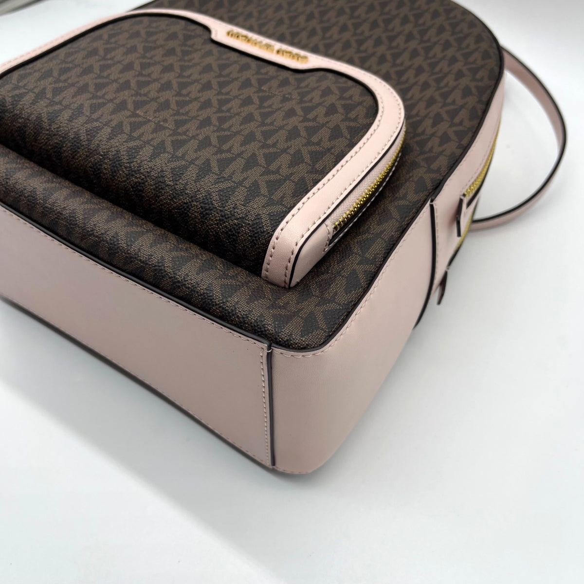 Michael Kors Brown &amp; Pink Monogram Coated Canvas Jaycee Backpack
