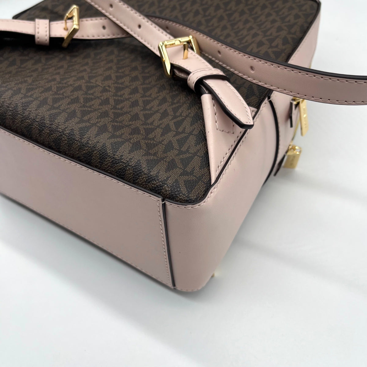 Michael Kors Brown &amp; Pink Monogram Coated Canvas Jaycee Backpack