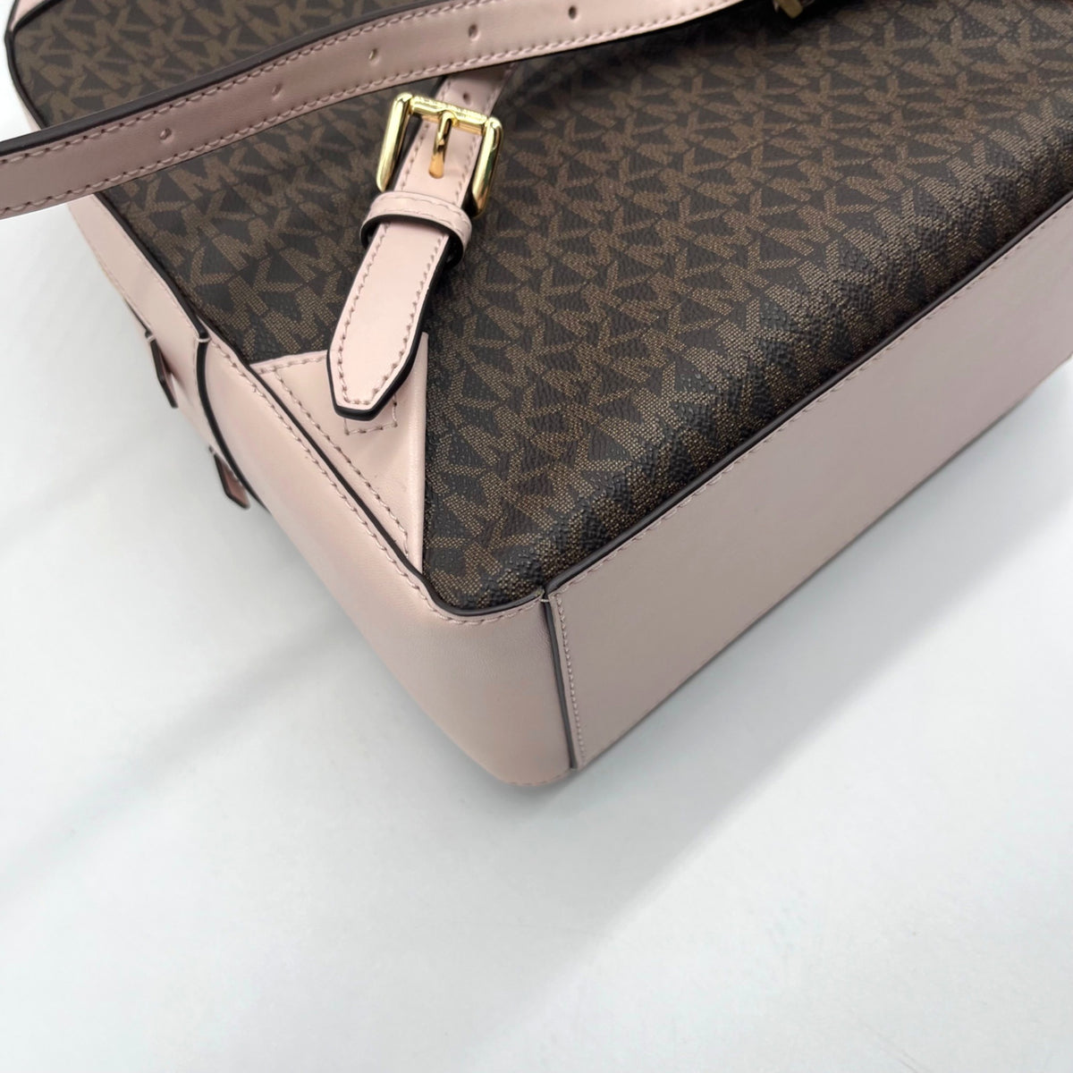 Michael Kors Brown &amp; Pink Monogram Coated Canvas Jaycee Backpack