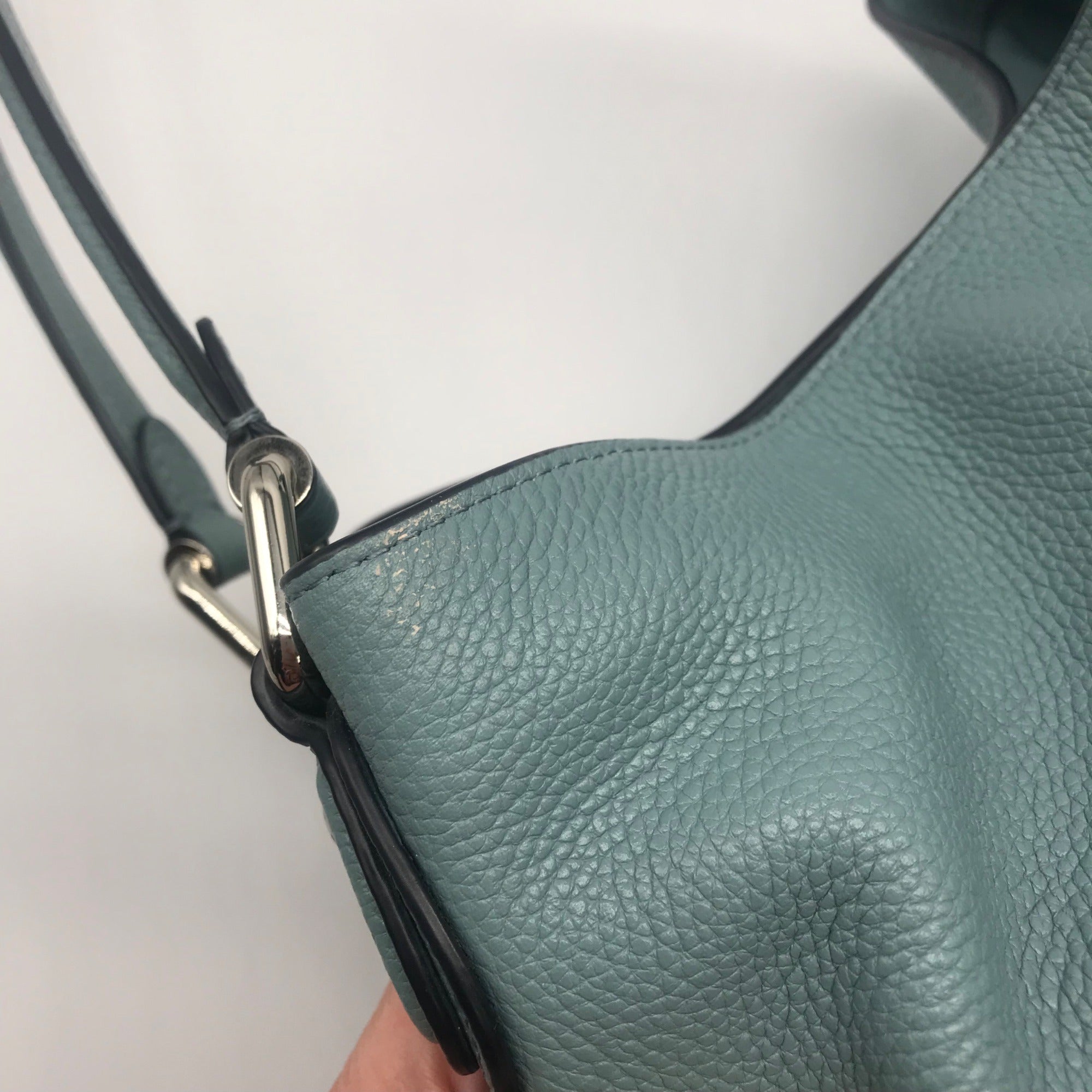 Coach Edie Turquoise Pebbled Leather  Shoulder Bag  57125