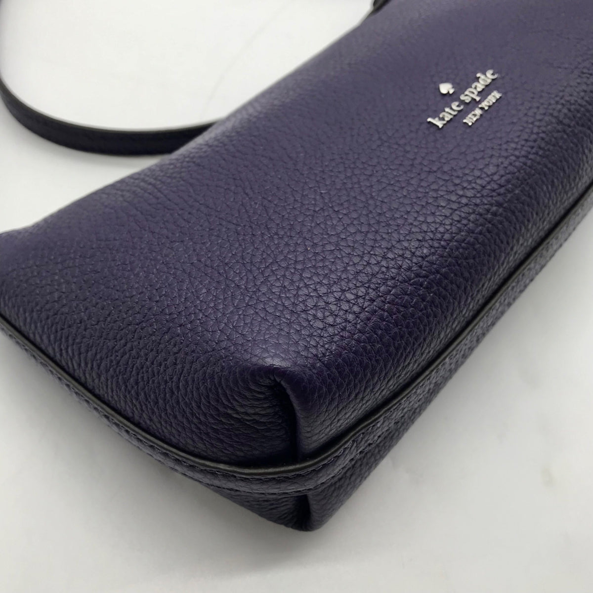 Kate Spade Dark Purple Pebbled Leather Mini Crossbody Bag