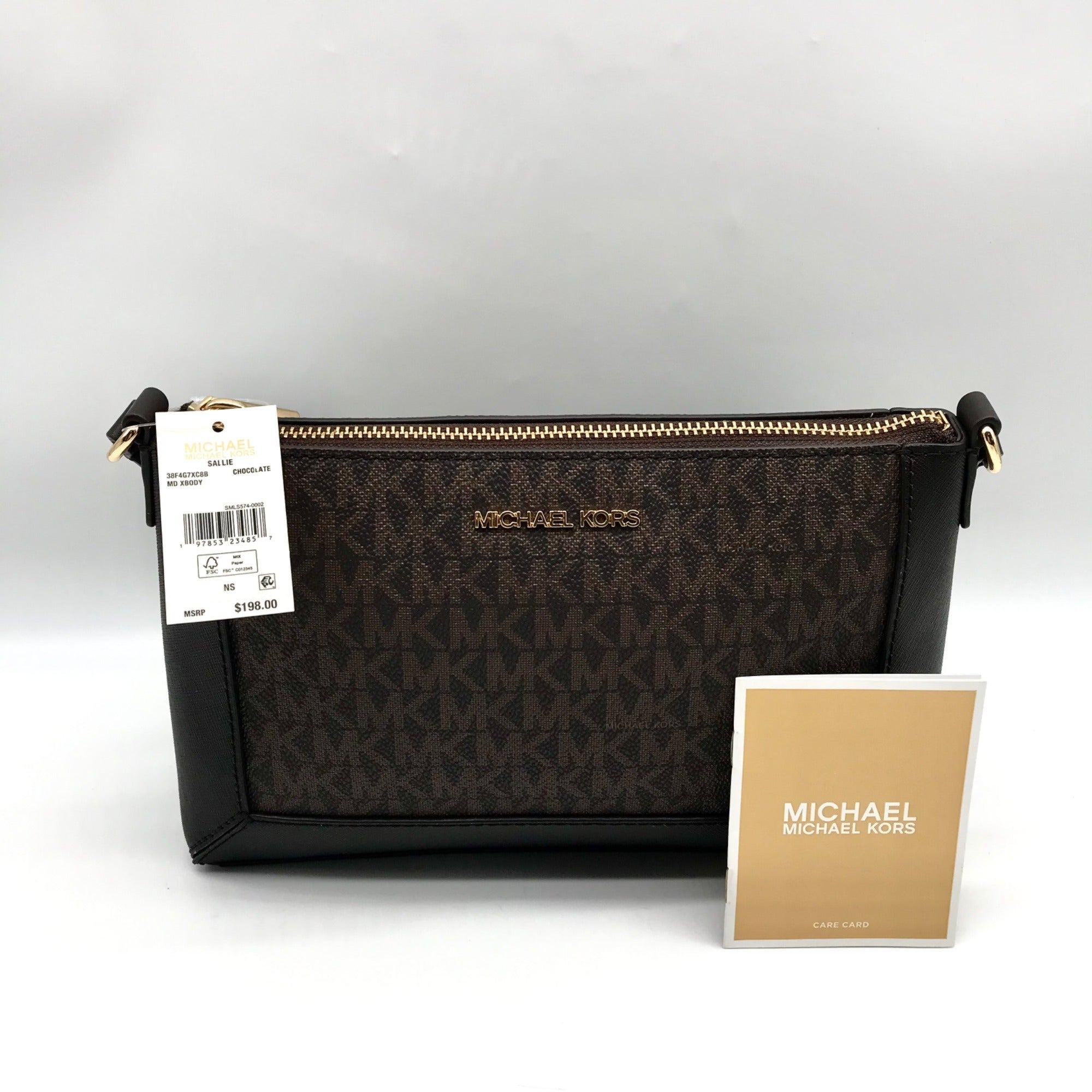Michael Kors Chocolate Coated Canvas Sallie Crossbody