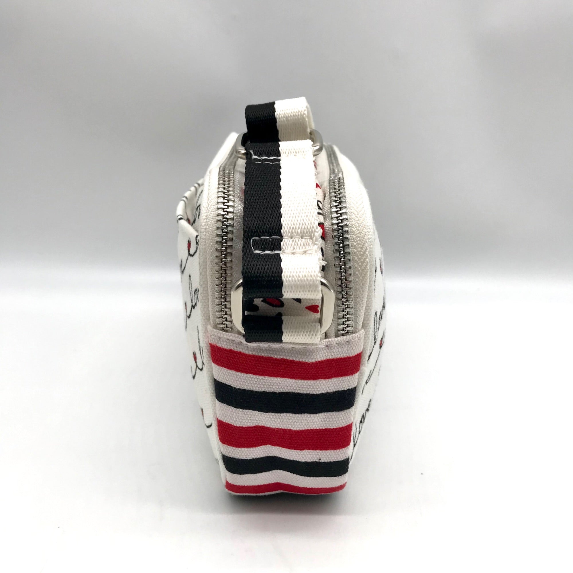 Brighton Red &amp; White Canvas Love Scroll Crossbody Bag