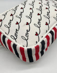 Brighton Red & White Canvas Love Scroll Crossbody Bag