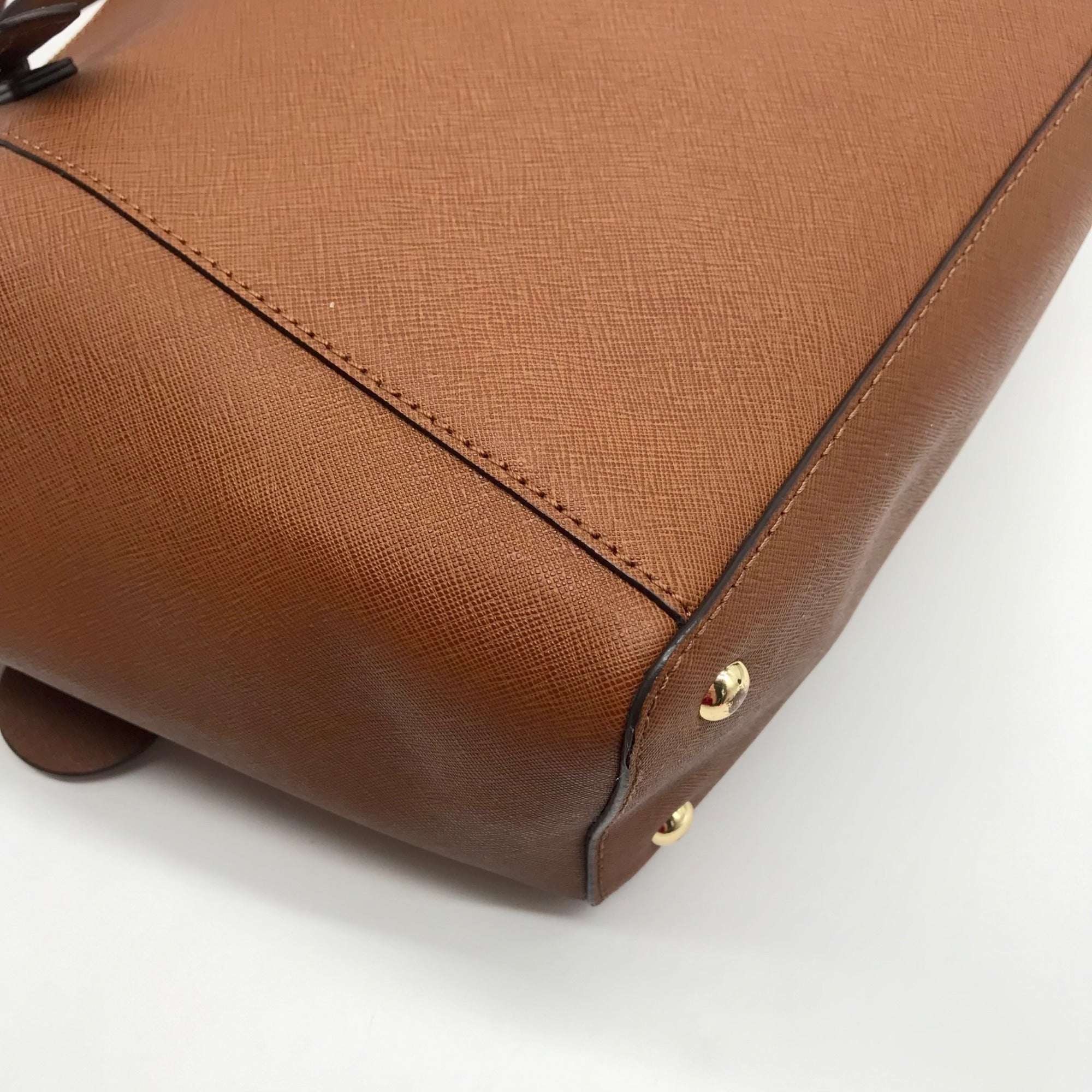 Michael Kors Brown Saffiano Leather Charlotte Top Zip Tote Bag