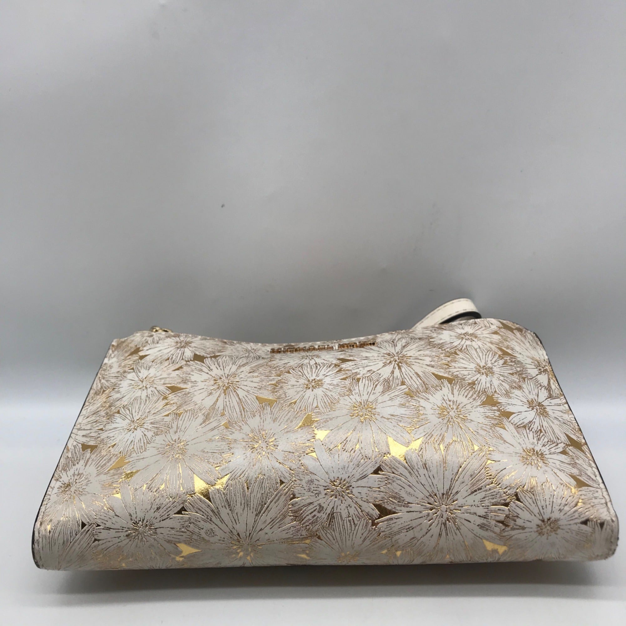 Michael Kors Gold Floral Embossed Leather Karla Wristlet