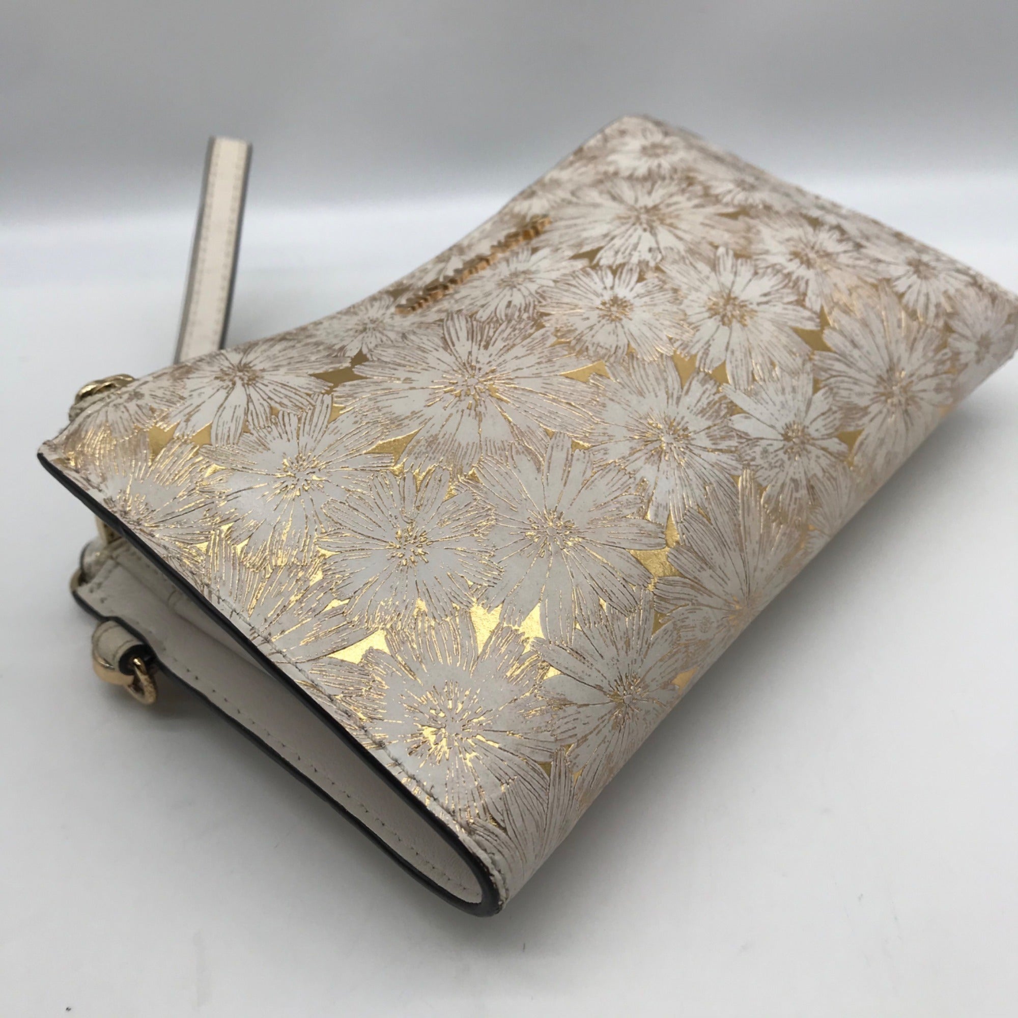 Michael Kors Gold Floral Embossed Leather Karla Wristlet