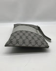 Michael Kors Silver and Gray Pebbled Leather Center Stripe Large Zip Wristlet