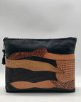 Valerie Black Patchwork Leather Clutch