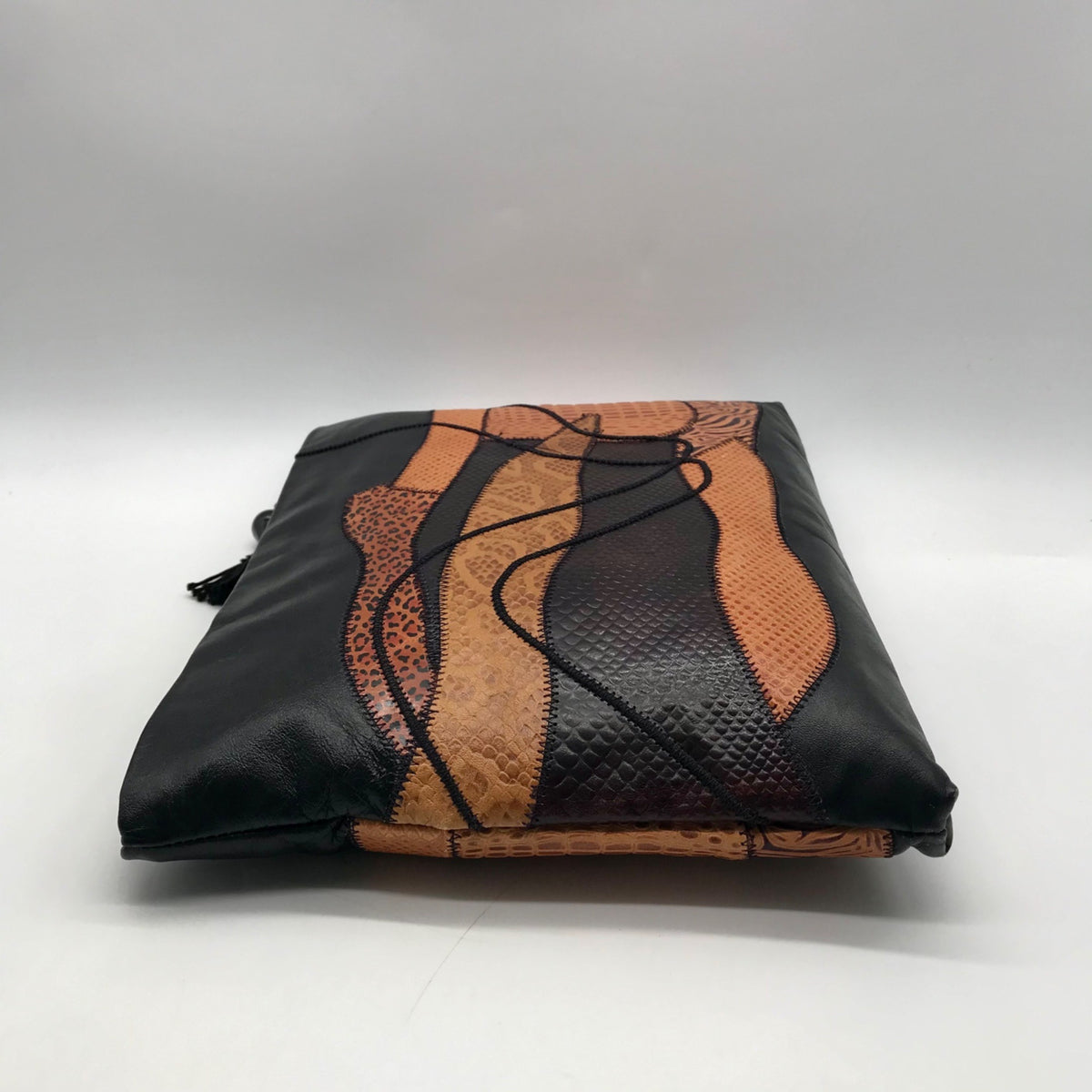 Valerie Black Patchwork Leather Clutch