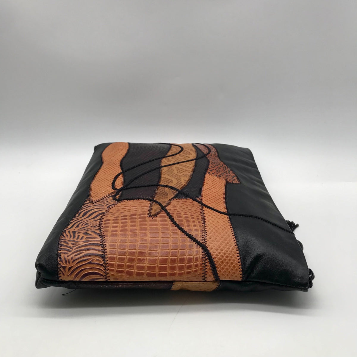 Valerie Black Patchwork Leather Clutch
