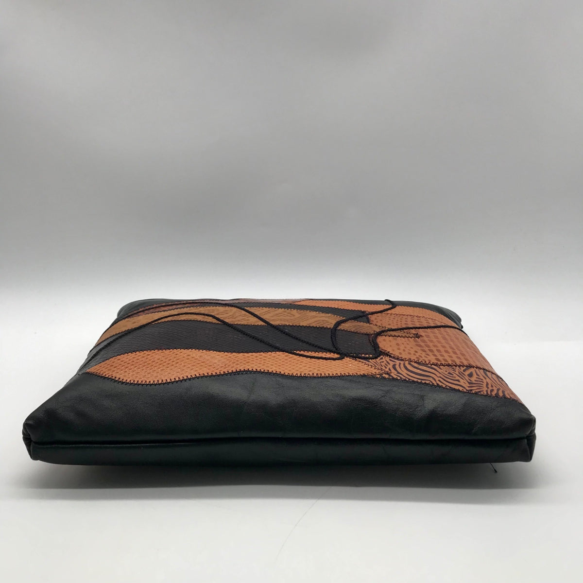Valerie Black Patchwork Leather Clutch
