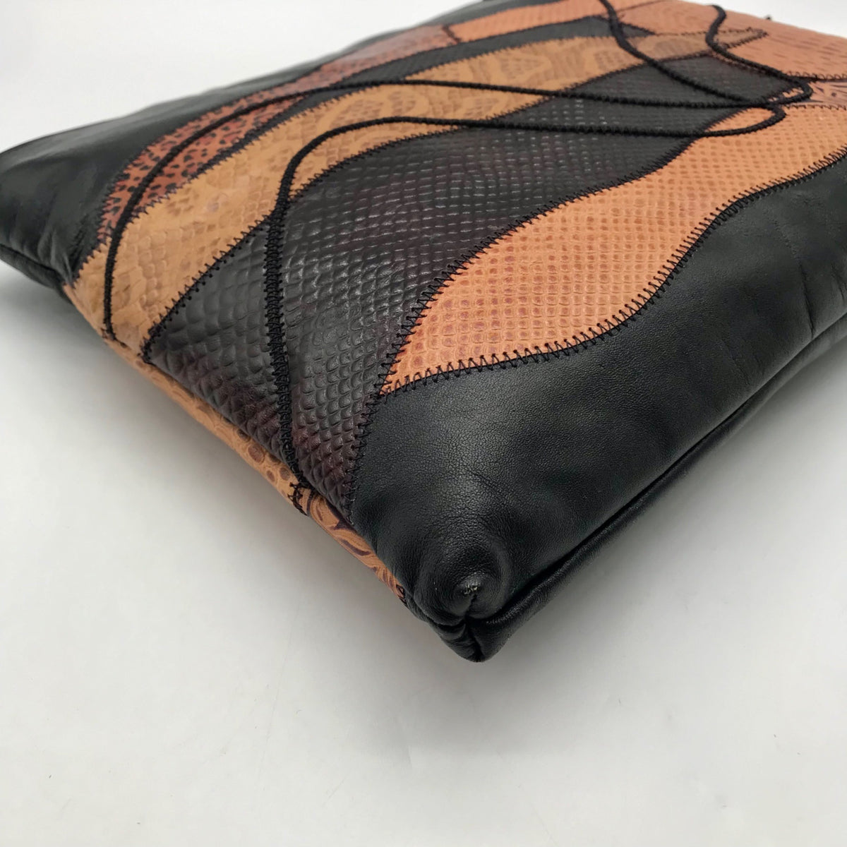 Valerie Black Patchwork Leather Clutch