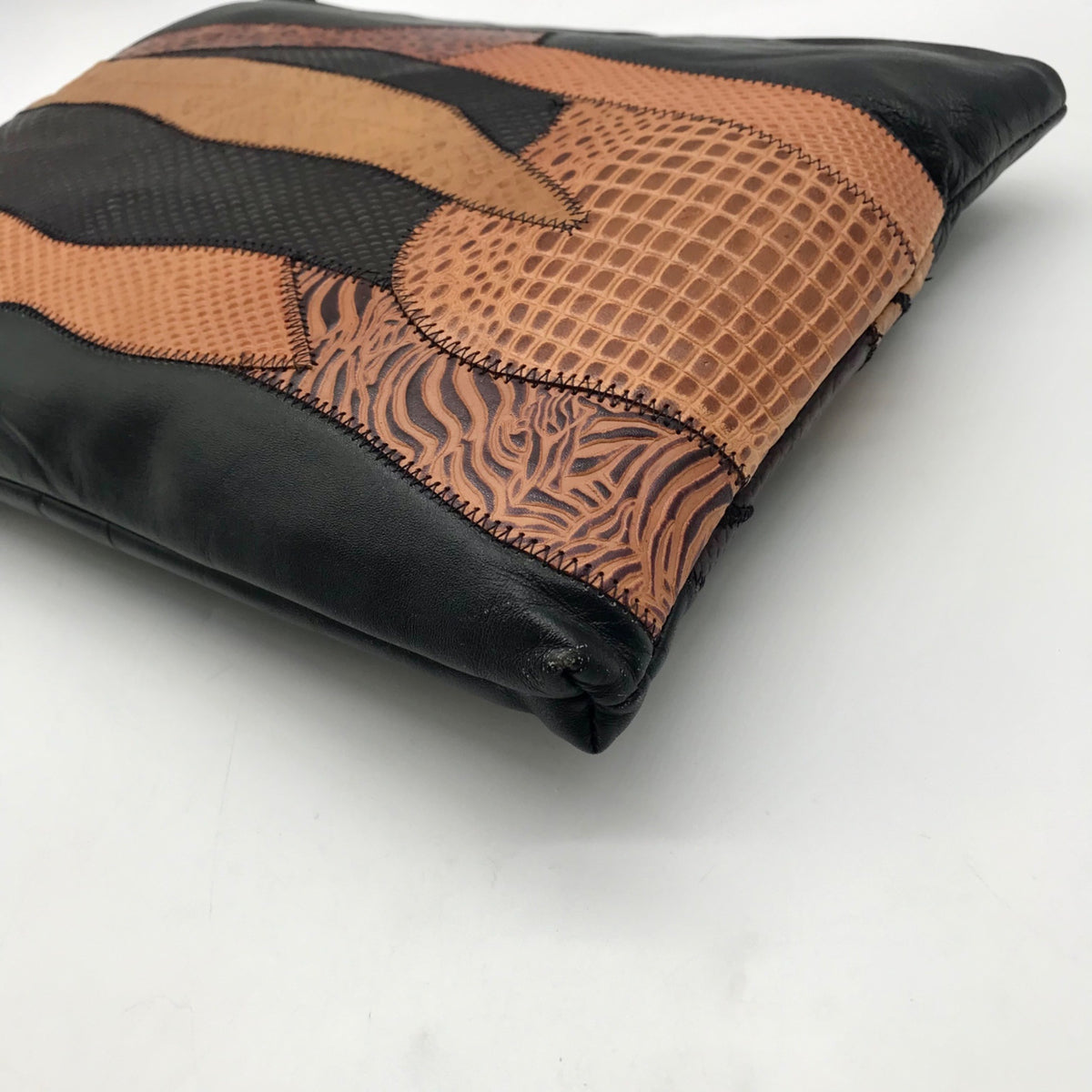 Valerie Black Patchwork Leather Clutch