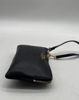 Coach Black Pebbled Leather Corner Zip Wristlet