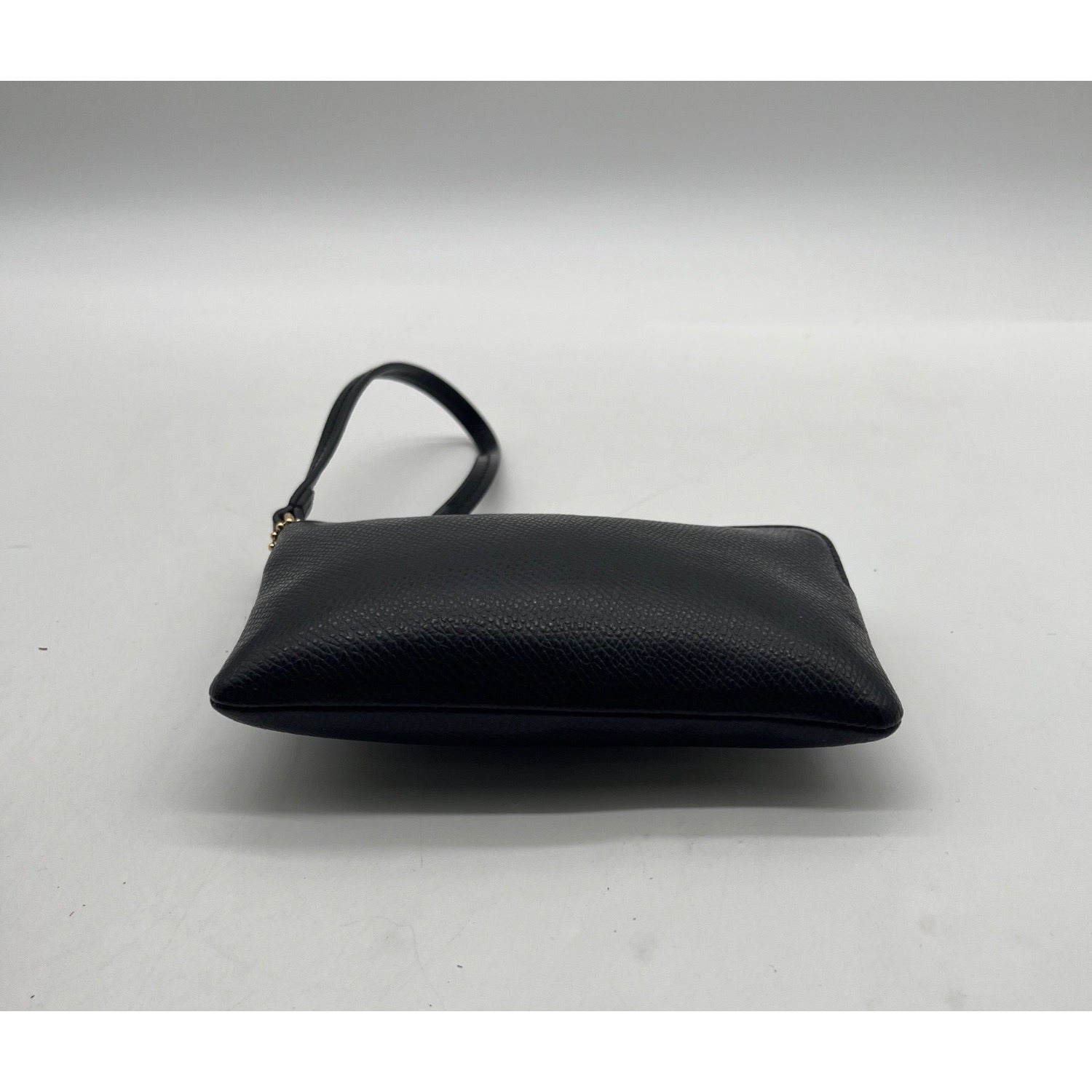 Coach Black Pebbled Leather Corner Zip Wristlet