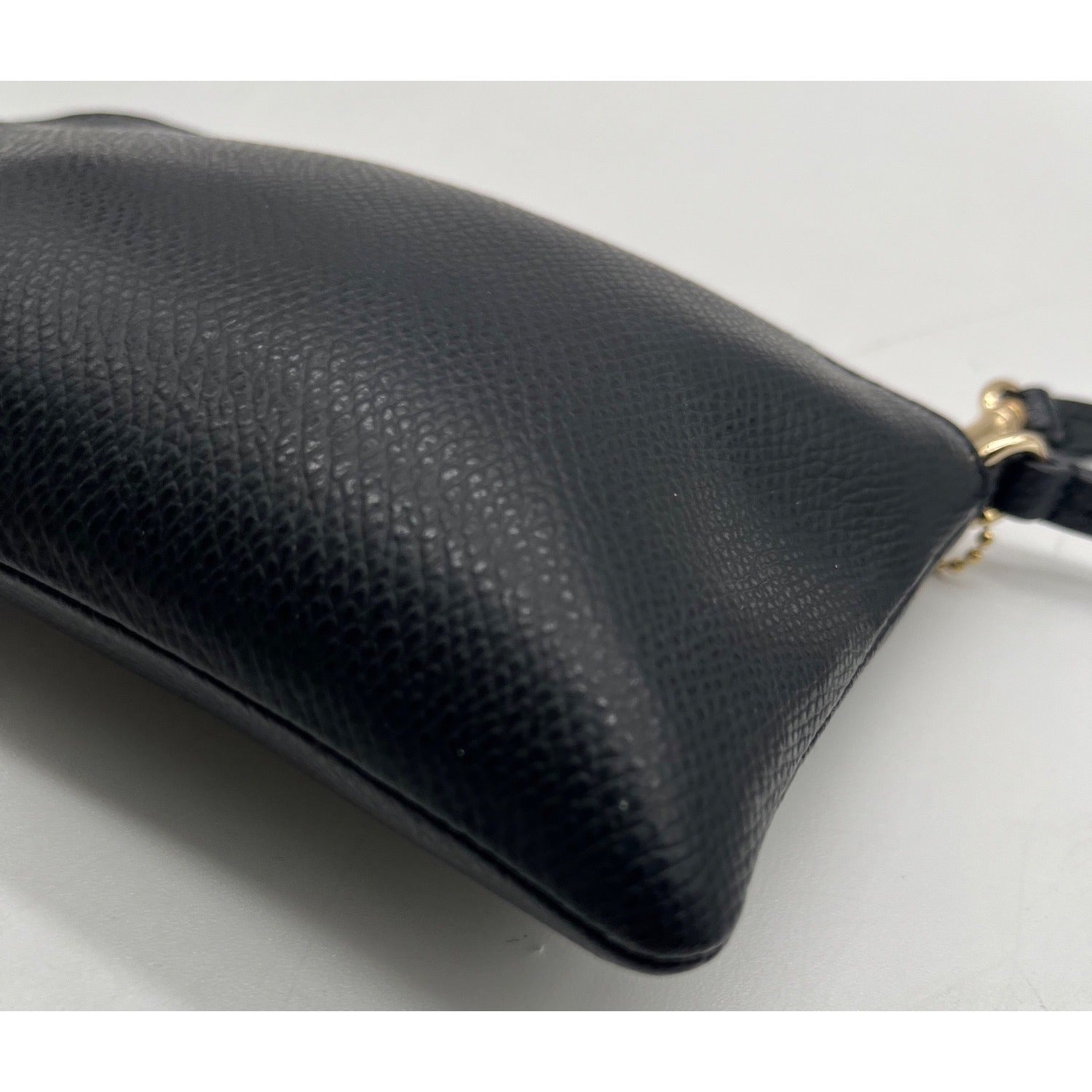 Coach Black Pebbled Leather Corner Zip Wristlet