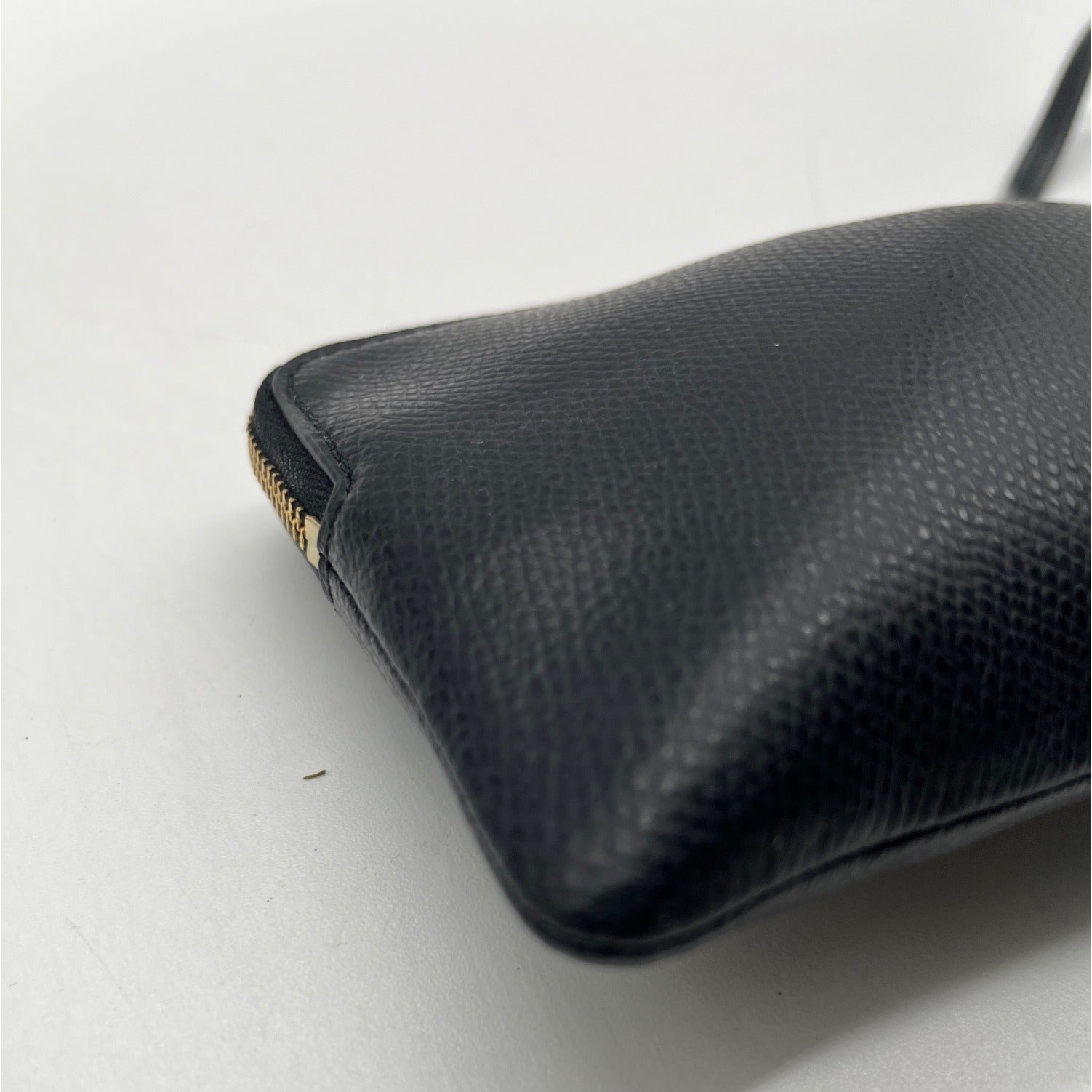 Coach Black Pebbled Leather Corner Zip Wristlet