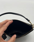 Coach Black Pebbled Leather Corner Zip Wristlet