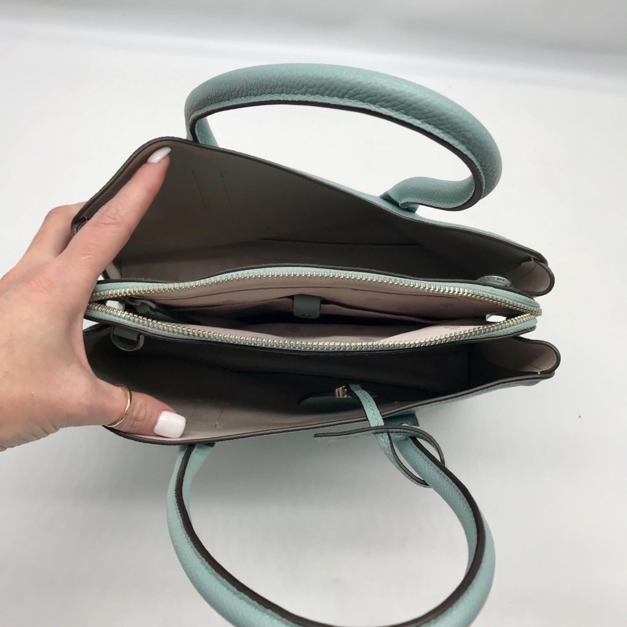 Kate Spade Sky Blue Leather Margaux Satchel Bag