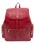 Exculuxe Red Croc Embossed Vegan Leather Windsor Backpack