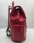 Exculuxe Red Croc Embossed Vegan Leather Windsor Backpack