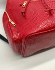 Exculuxe Red Croc Embossed Vegan Leather Windsor Backpack