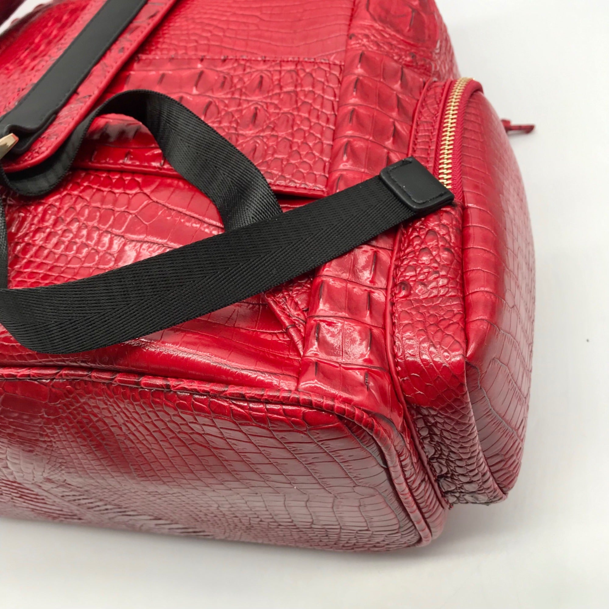 Exculuxe Red Croc Embossed Vegan Leather Windsor Backpack