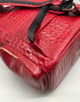 Exculuxe Red Croc Embossed Vegan Leather Windsor Backpack