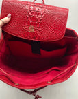 Exculuxe Red Croc Embossed Vegan Leather Windsor Backpack
