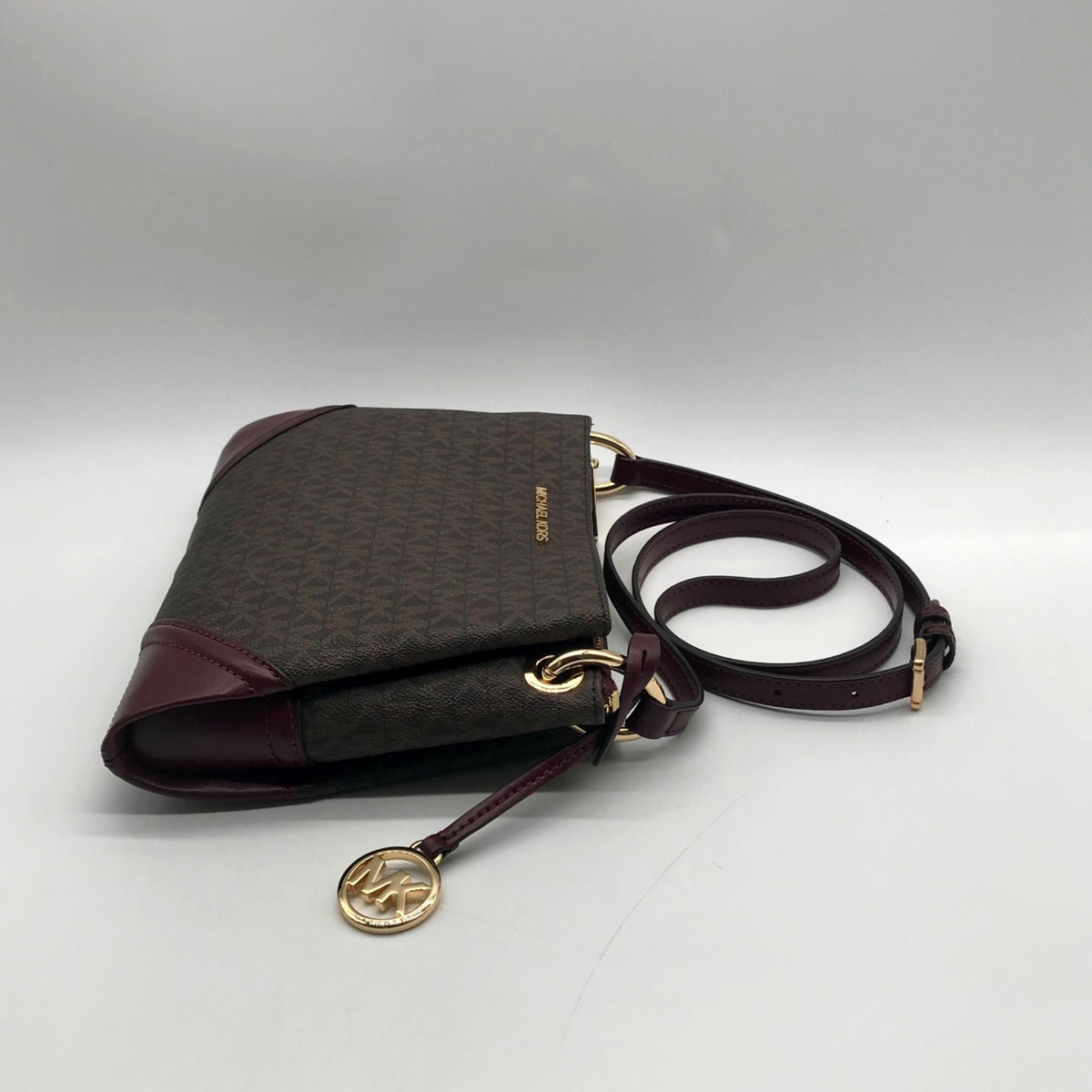 Michael Kors Brown Coated Canvas Triple-Compartment Crossbody
