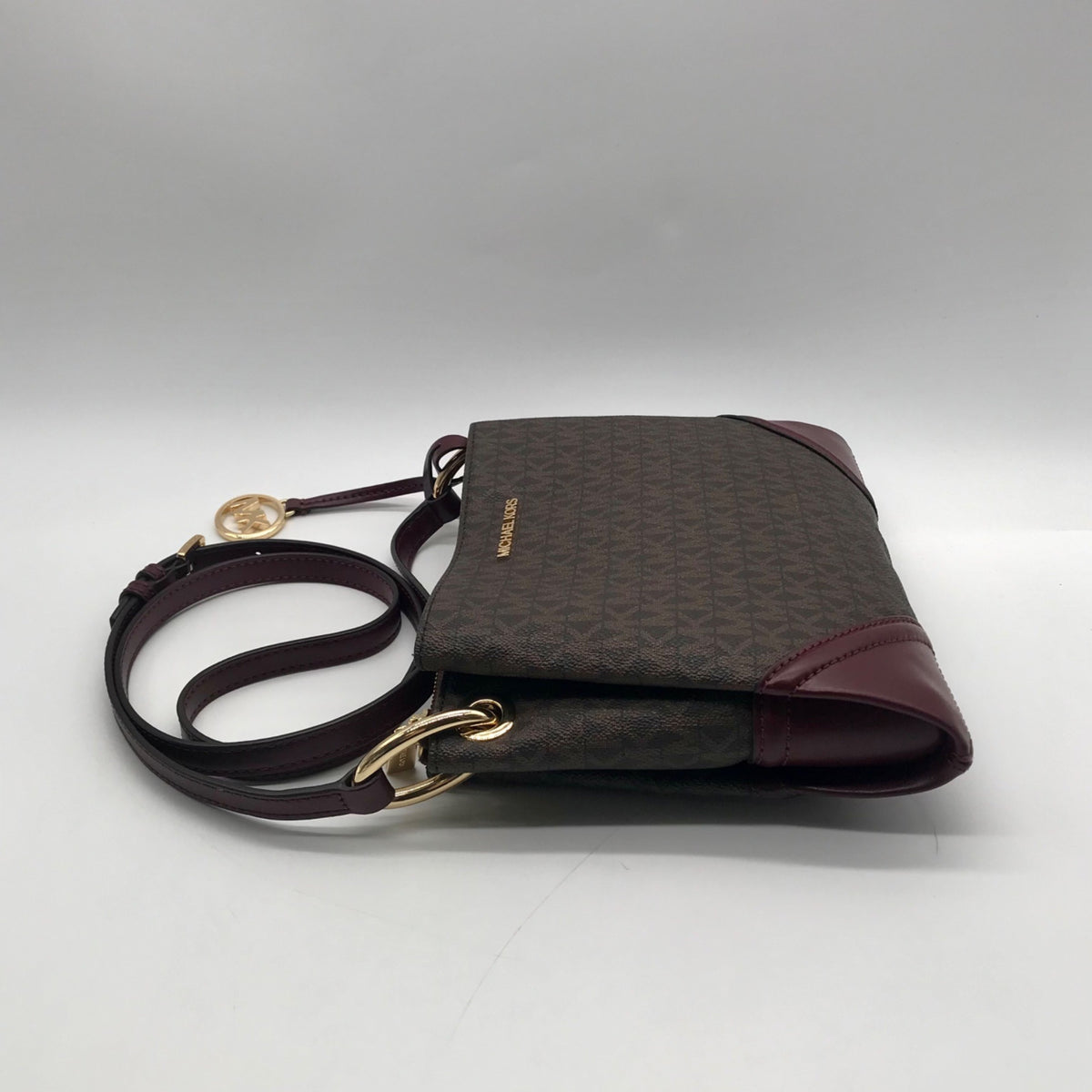 Michael Kors Brown Coated Canvas Triple-Compartment Crossbody