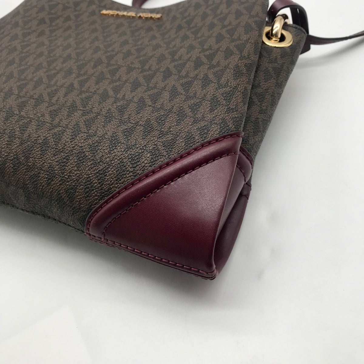 Michael Kors Brown Coated Canvas Triple-Compartment Crossbody