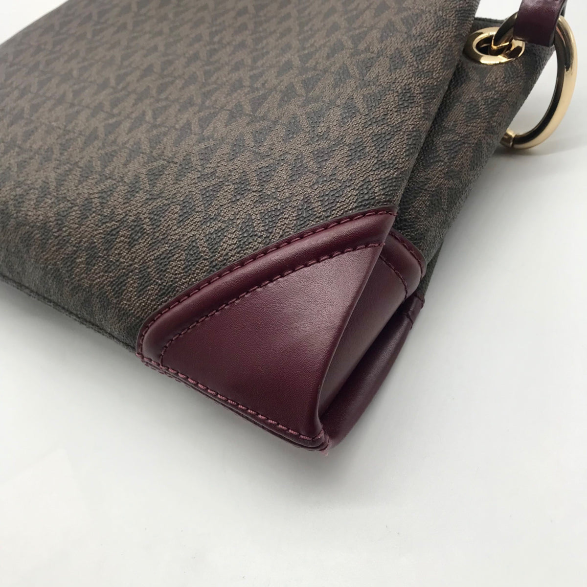 Michael Kors Brown Coated Canvas Triple-Compartment Crossbody