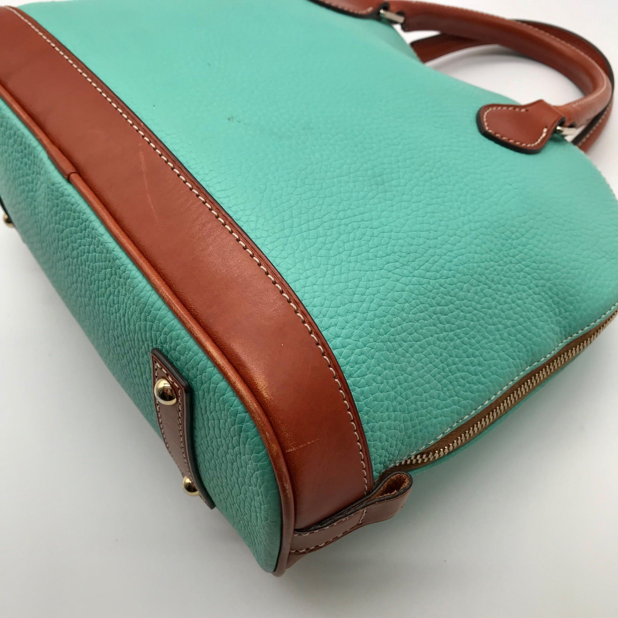 Dooney &amp; Bourke Spearmint Pebbled Leather Zip Zip Satchel Bag