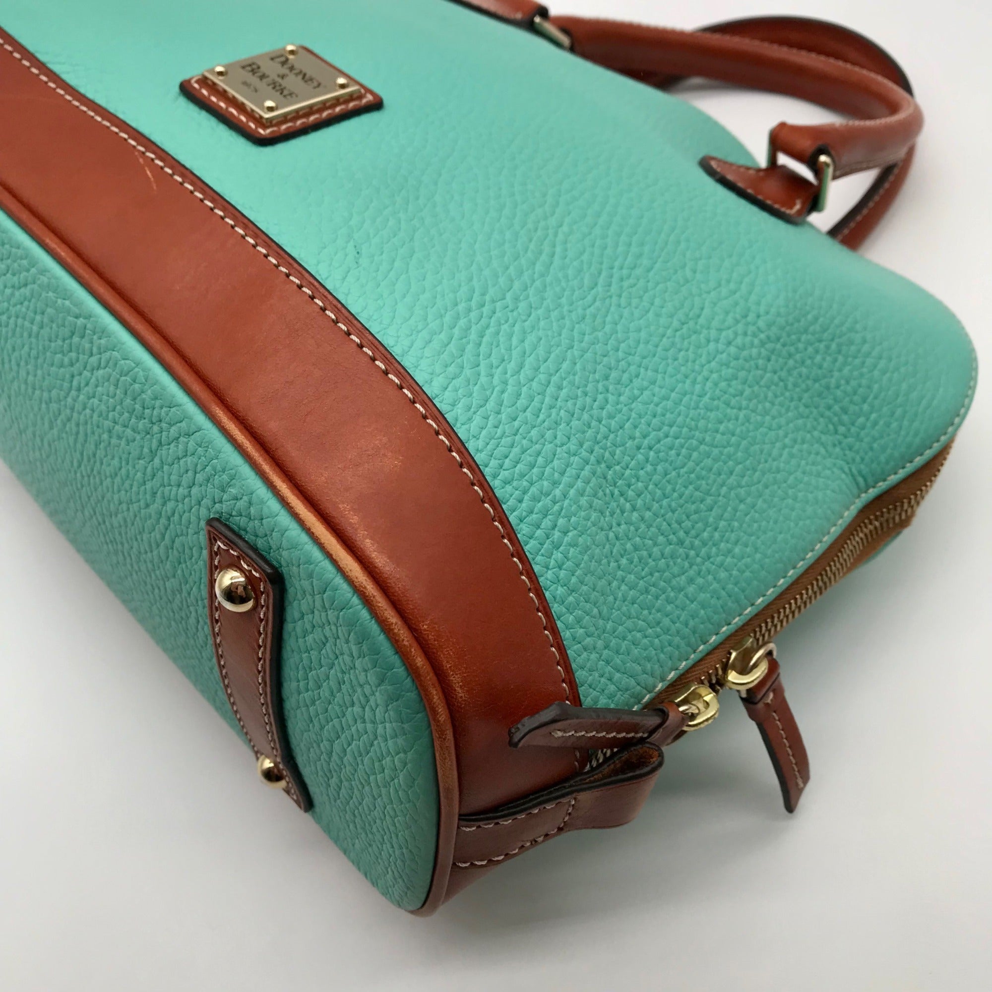 Dooney &amp; Bourke Spearmint Pebbled Leather Zip Zip Satchel Bag