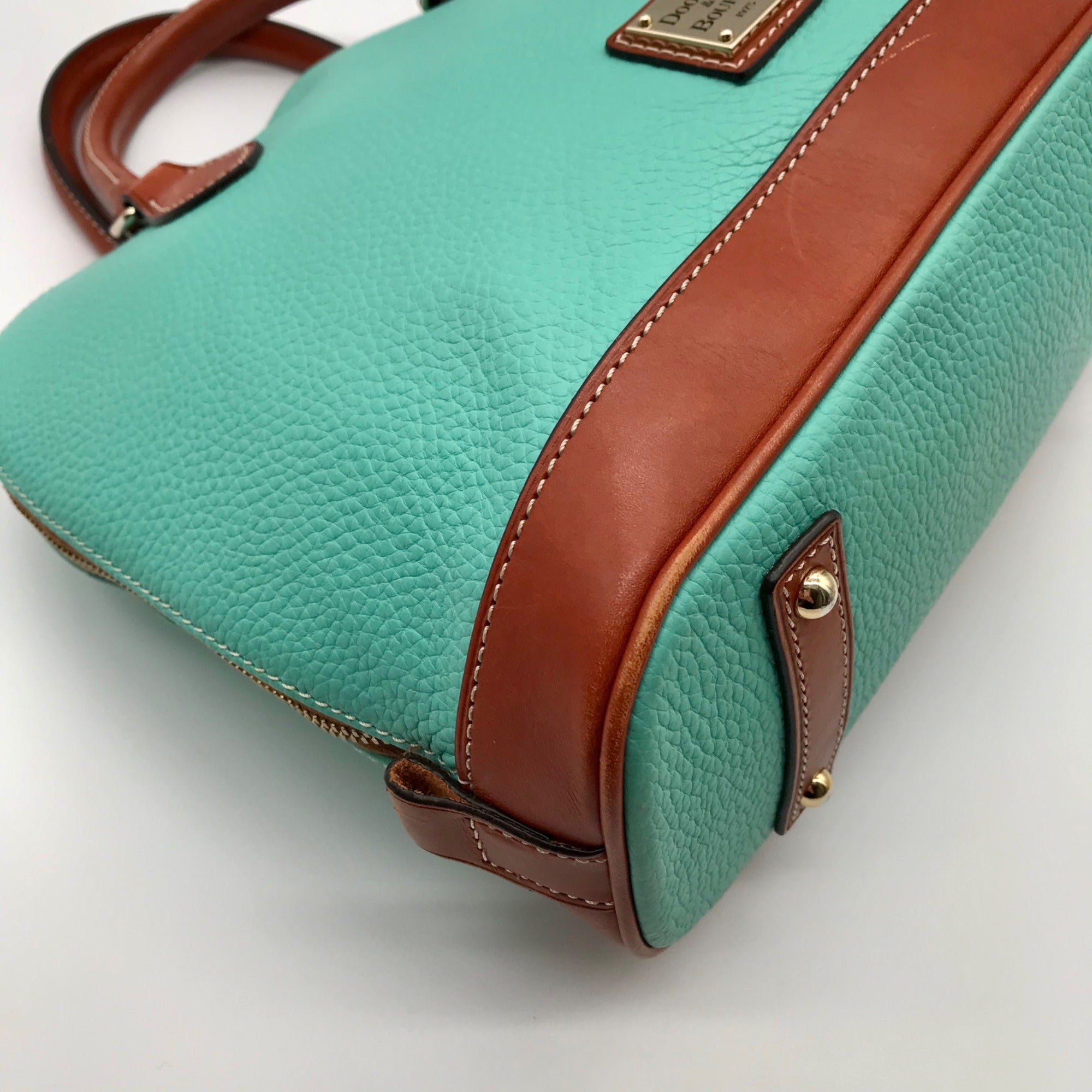 Dooney &amp; Bourke Spearmint Pebbled Leather Zip Zip Satchel Bag