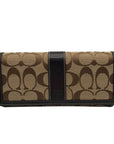 Coach Brown Canvas And Leather Monogram Trifold Wallet