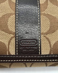 Coach Brown Canvas And Leather Monogram Trifold Wallet