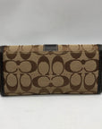 Coach Brown Canvas And Leather Monogram Trifold Wallet