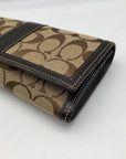 Coach Brown Canvas And Leather Monogram Trifold Wallet