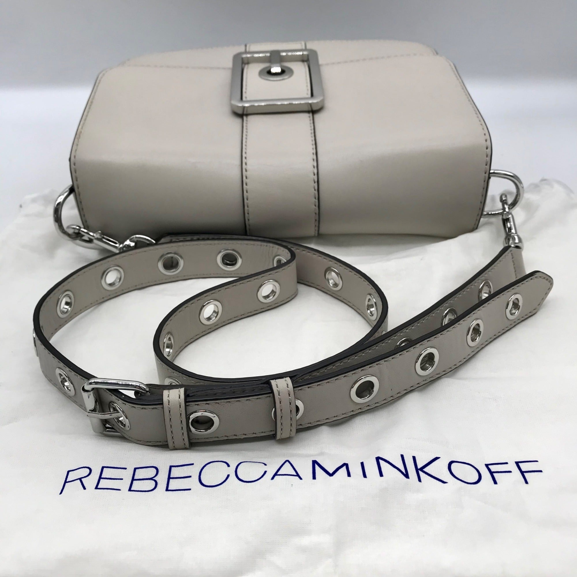 Rebecca Minkoff Light Grey Leather Hook Up Crossbody Bag