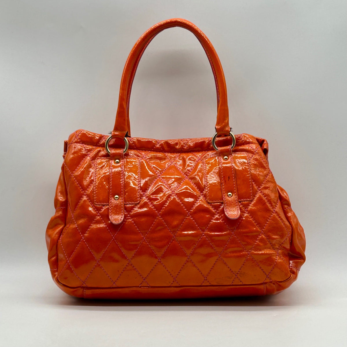 Cavalcanti Burnt Orange Patent Leather Shoulder Bag