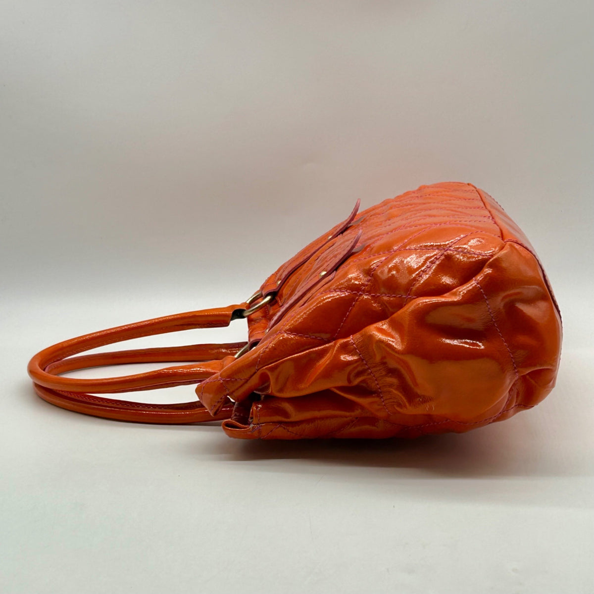 Cavalcanti Burnt Orange Patent Leather Shoulder Bag