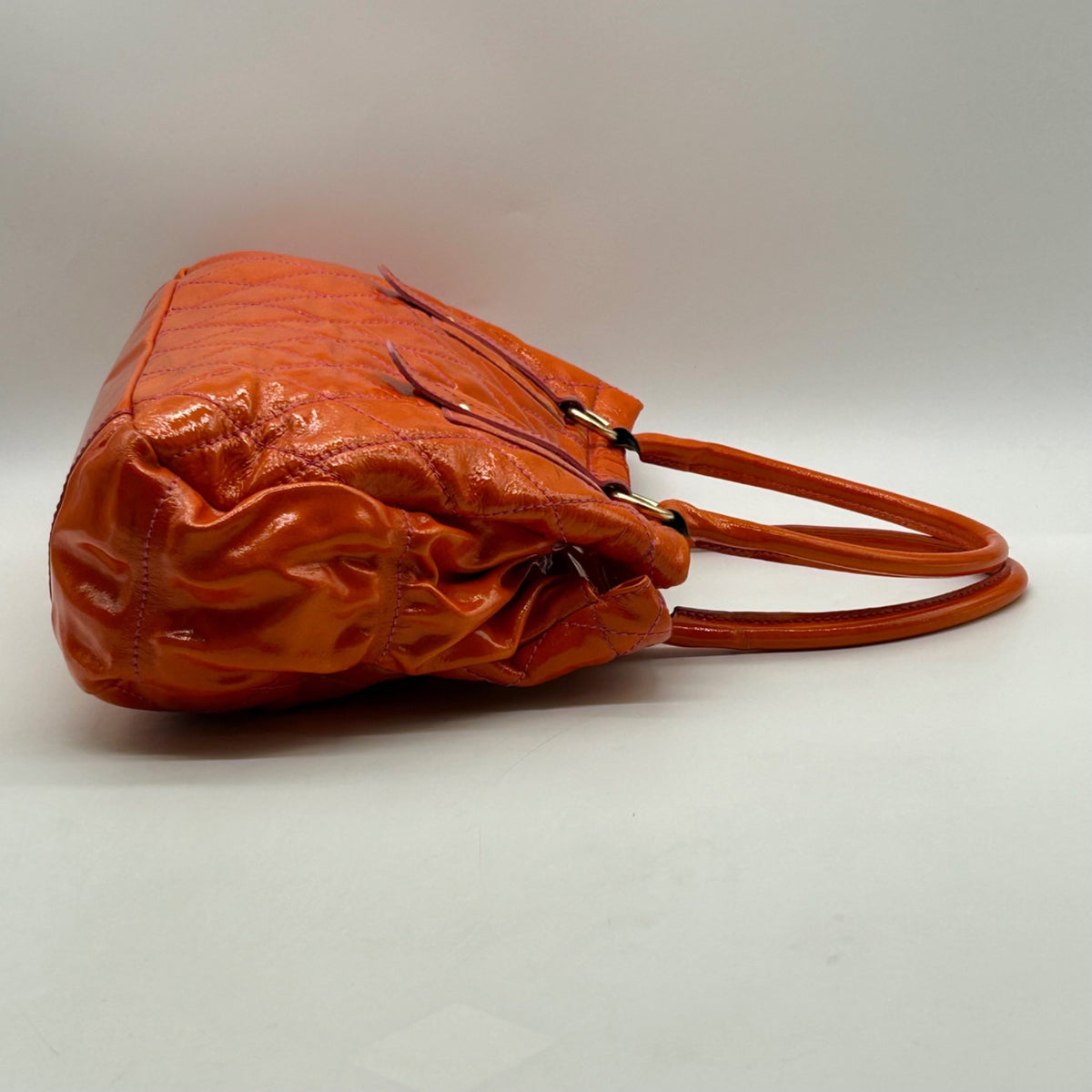 Cavalcanti Burnt Orange Patent Leather Shoulder Bag