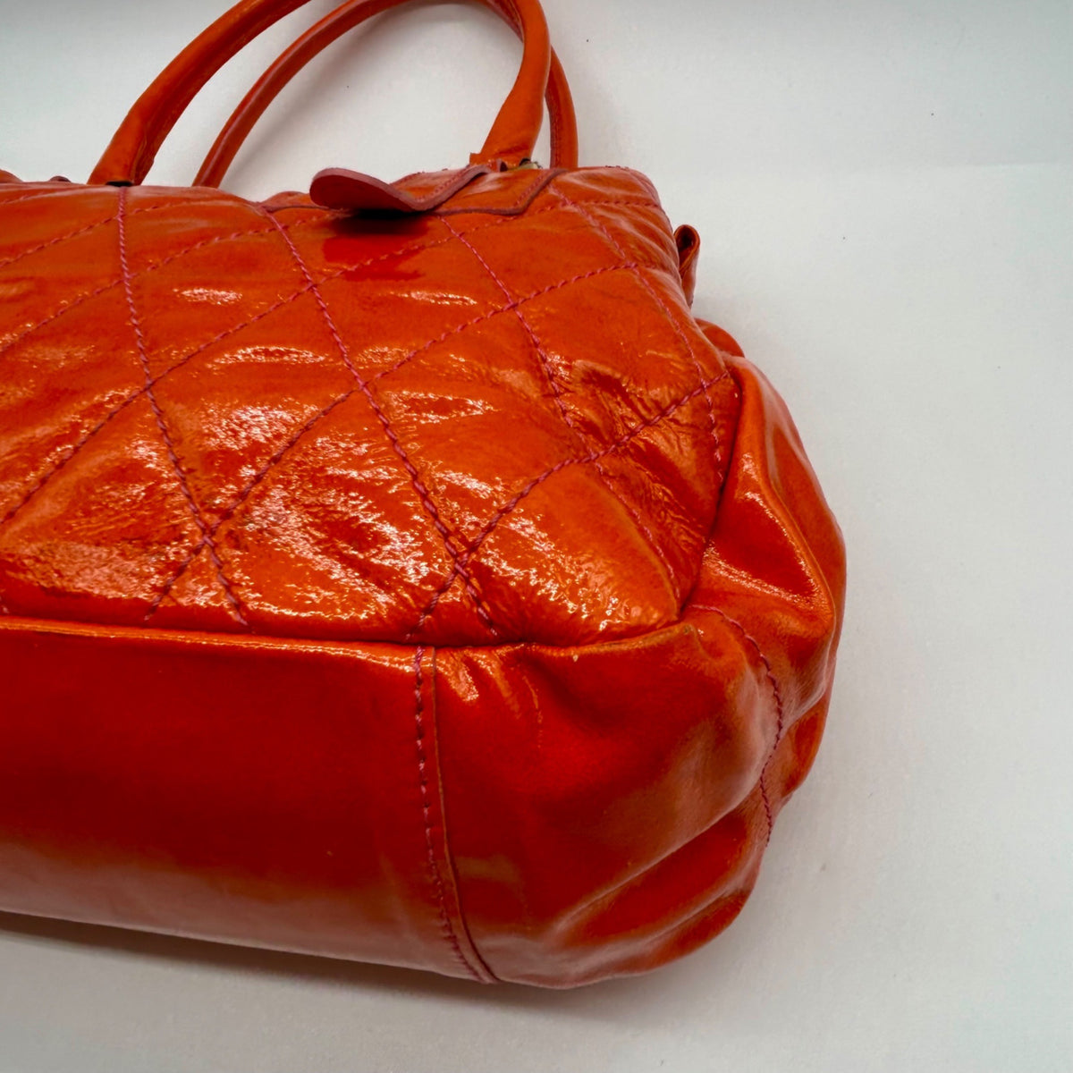 Cavalcanti Burnt Orange Patent Leather Shoulder Bag