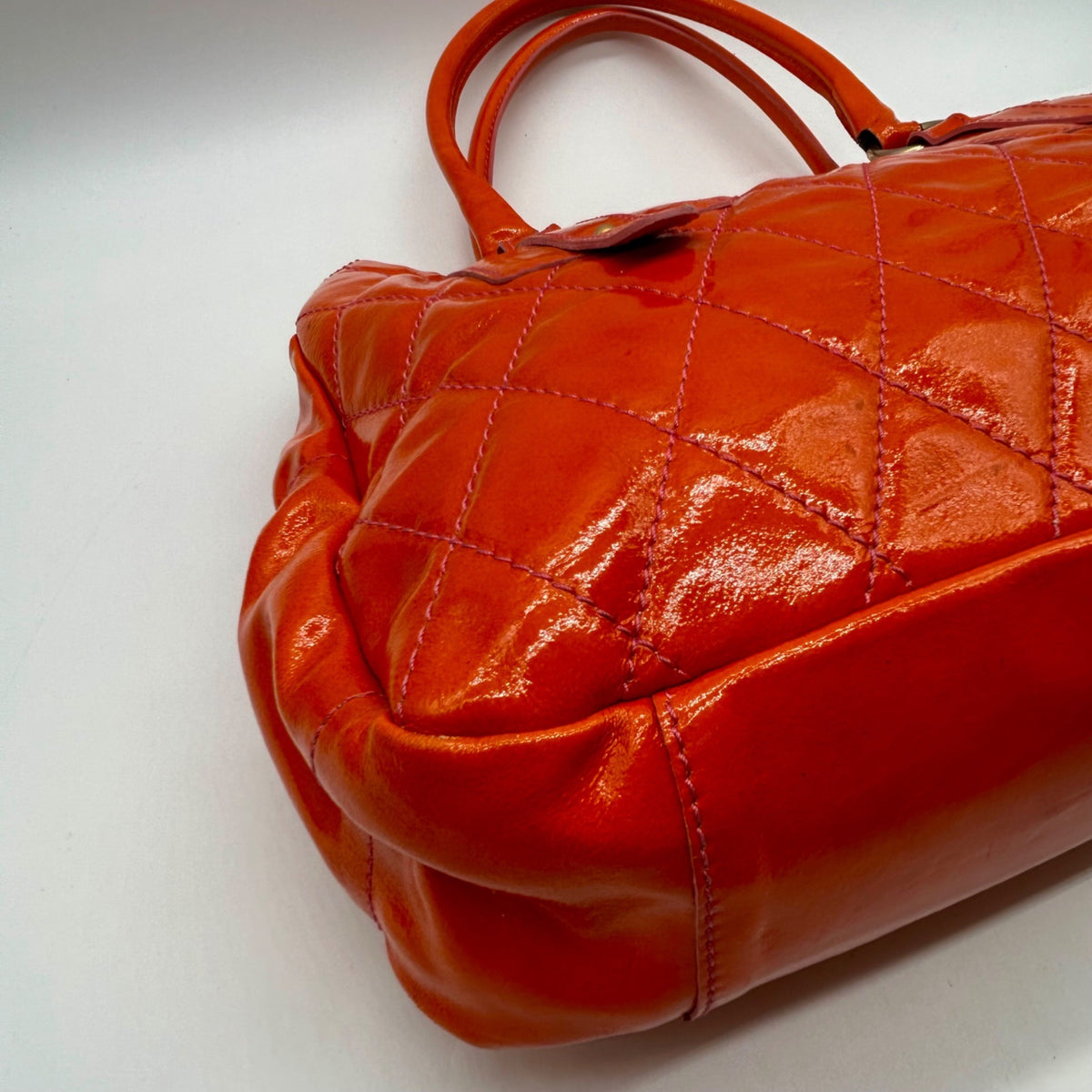 Cavalcanti Burnt Orange Patent Leather Shoulder Bag